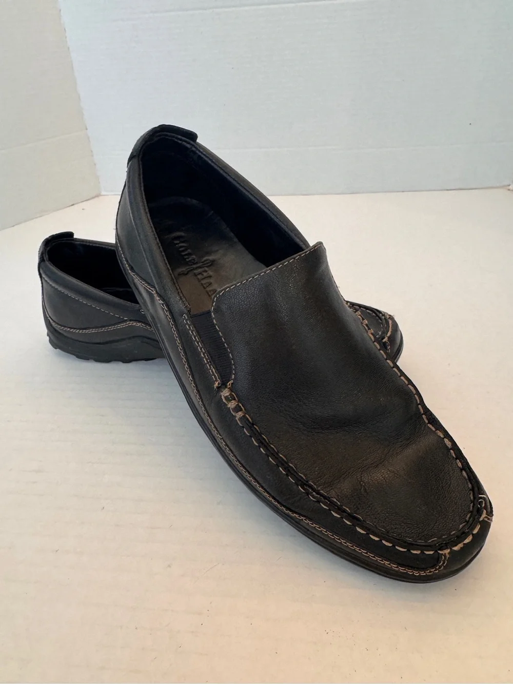 Cole Haan Men's Tucker Venetian Black Slip-On Driving Loafers Tan Size 9M
